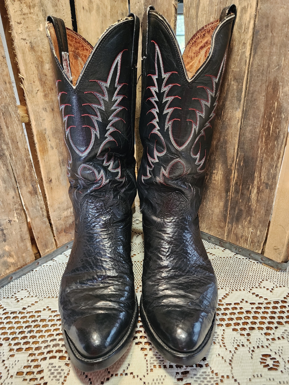 Vintage Mens Nocona Buckaroo Black Bullhide Cowboy Boots - Men's 10B -